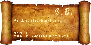 Vitkovits Boglárka névjegykártya